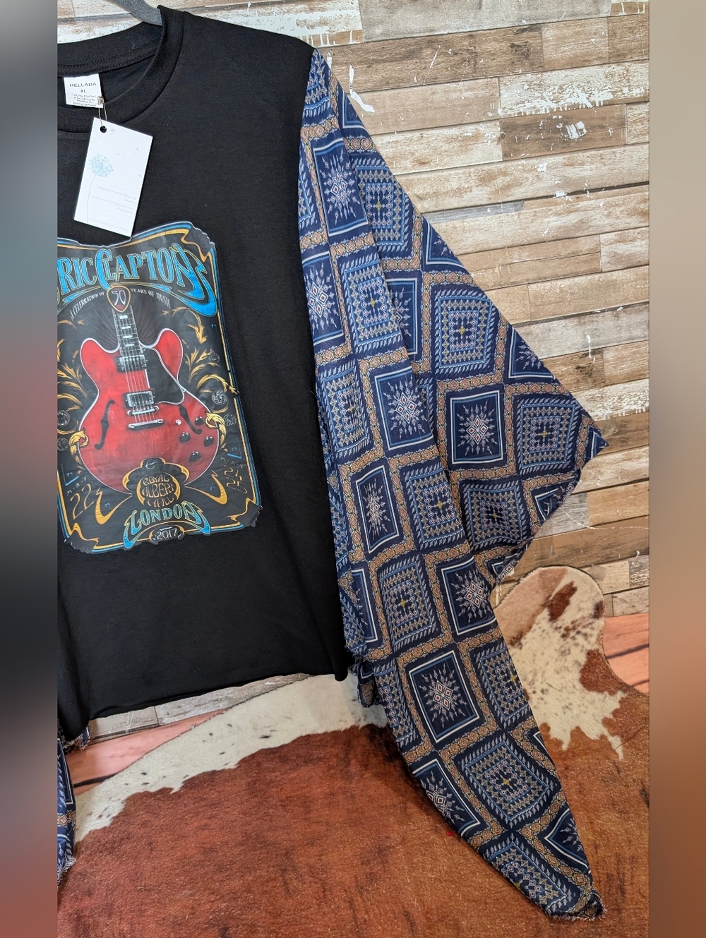 New Handcrafted Eric Clapton Graphic With Boho Bat Winged Sleeves - Picture 4 of 10